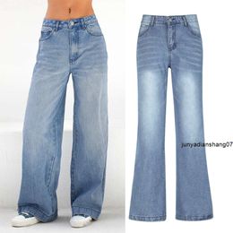 Jeans feminino cintura alta azul solto sem pernas