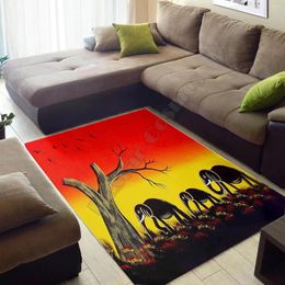 Carpets Sunset Elephant Rug 3D All Over Printed Room Mat Floor Anti-slip Large Carpet Home Decoration 02