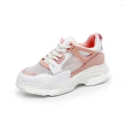 Casual Shoes Ins Super Fire Sports Woman Female Mesh Surface Ulzzang Retro Harajuku Thick BBottom Wild Tide Sneakers