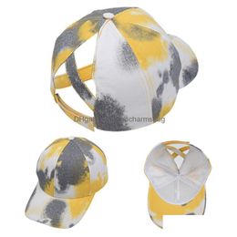 Party Hats Tie Dye Ponytail Hat 6 Colours Criss Cross Adjustable Summer Snapback Caps Outdoor Sports Sunhats Sombreros Drop Delivery Ho Dhjfz