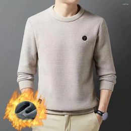 Men's Sweaters Men Solid Colour Sweater Cosy Round Neck For Fall Winter Thick Knitted Pullover With Soft Warm