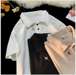 Men's T Shirts Summer Lapel Thin Printed Short-sleeved Polo Loose Casual High Street Handsome T-shirts Men Tops Male Clothes