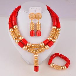 Necklace Earrings Set Red Coral Jewellery Nigeria Beads Bridal Africa Wedding