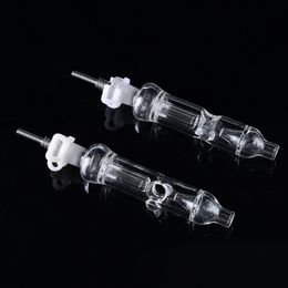 2mm Thickness Heaady Glass Nector Collector Quartz Nails Kits 10mm 14mm Male Joint Dab Straw NC12