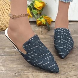 Slippers Flats Women Pointed Toe Cosy Mules Shoes Walking Sandals Summer 2024 Slingback Flip Flops Casual Dress Mujer Slides