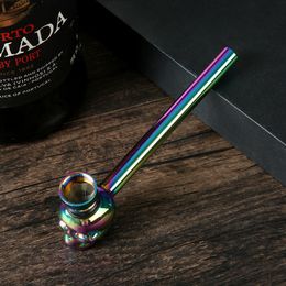 Zinc alloy pipe personality Colourful electroplated skull cigarette rod metal smoker can be disassembled and cleaned