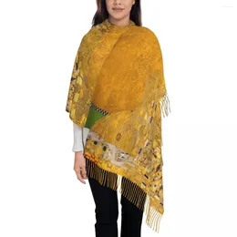 Scarves Ladies Scarf Keep Warm Gustav Klimt Headwear With Tassel Portrait Of Adele Casual Shawls Wrpas Winter DIY Bufanda Mujer