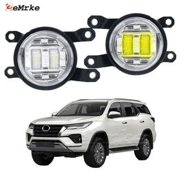 EEMRKE Led Fog Lights Assembly for Toyota Fortuner SW4 II AN160 Facelift 2021 2022 2023 2024 Front Bumper Car Fog Lamp with Lens Driving DRL 30W 12V White or Yellow