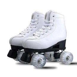 Boots Jk Pu Leather Roller Skates Double Line Skates Women Men Adult Two Line Skating Shoes Patines with Pu Flashing or Not Wheels Sp7