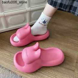 Slippers Cute Rabbit Slippers For Women Indoor Bathroom Street Slides For Female Thick Sole Girls Beach Vacation Slipper Sandals Footwear Q240318