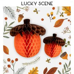 Party Decoration 2Pcs Acorn Honeycomb Ball Thanksgiving Paper Hanging Turkey Day Table Centre S01783