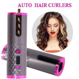 Irons Curling Iron Cordless Automatic Hair Curler USB Rechargeable Curls Waves LCD Display Ceramic Curly Rotating Curling Wave Styer