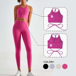 Lu Align Align Lu Lemon Back WISRUNING Cross Yoga Tank Top Sports Bra Fiess Female Wrap-around Ties Sportswear Gym Outfit Women Workout U