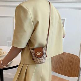 Shoulder Bags Simple Trendy Straw Bag Casual Cute Weave Fashionable Bohemian Style Mini Handmade Crossbody