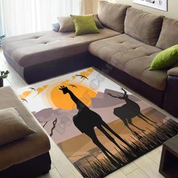 Carpets Giraffe Elephant Area Rug Gift 3D Printed Room Mat Floor Anti-slip Large Carpet Home Decoration 2