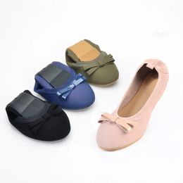 Flats Bowtie Flats Shoes Women Luxury Brand Foldable Ballet Flats Woman Fashion Shallow Boat Shoes Slip on Loafers Mocasines Mujer