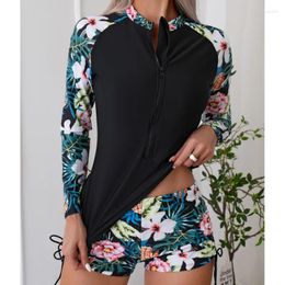 Womens Swimwear Separate Swimsuits Tankini Set Female Long Sleeves Sports Beach Wear Two-piece Bathing Suit Pool Women Swimming