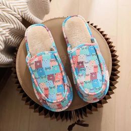 Slippers 2024 Winter Home Fashion Cute Cartoon Platform Quiet Indoor Comfort Lightweight Non-Slip Cotton Shoes Size 35-44