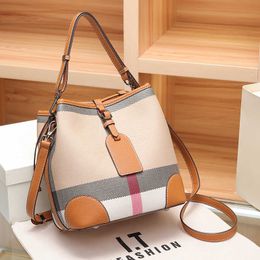 High end water bucket with genuine leather womens single versatile light classic plaid factory outlet sale