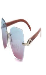 New style top quality luxury trendy wood Sunglasses 8300817 for male and female in Silver with cut lenses size 18135mm2107407