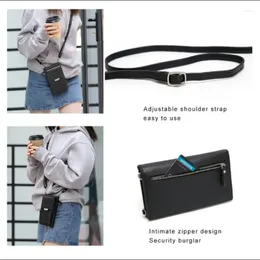 Shoulder Bags 2024 Women Purses Solid Color Leather Strap Bag Mobile Phone Card Holders Wallet Handbag Pockets For Girls