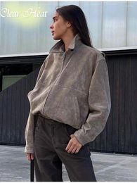 Women's Jackets Women Lapel Wool Blends Button Jacket With Pocket Loose Long Sleeved Thicken Warm Coat 2024 Antumn Winter Female Street