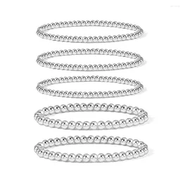 Strand Badu Punk Silver Colour For Women Men Stacking Round Ball Beads Elastic Bracelets Cool Girl Fashion Jewellery Gift