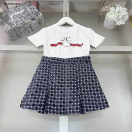 New Princess dress baby tracksuits Size 90-160 CM kids designer clothes girls t shirt and Logo printed blue short skirt 24Mar