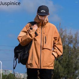Men's Jackets Spring Autumn Contrast Colour Hooded Workwear Jacket Outdoor Sports Loose Casual Personalised Overcoat Male Clothes