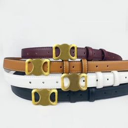 Designer Belt Smooth Buckle Retro Design Thin Waist Belts for Men Womens Width 2 5CM Genuine Cowhide 4 Colour Optional194K