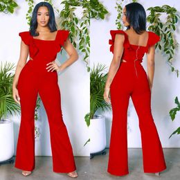 Casual Dresses Ladies Vintage Summer Clothes For Women Fairy Jumpsuit Maxi Bathroom Female Clothing Fashionable Solid Colour Ruffle Edge