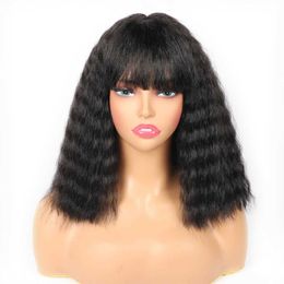 Synthetic Wigs Short Curly Synthetic Wig with Blunt Bang High Puff Synthetic Hair Wig Afro Wigs for Women Short Puffy Kinky Curly Synthetic Wig 240328 240327