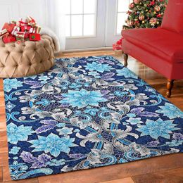 Carpets PLstar Cosmos Blue Flower Area Rug Gift 3D All Over Printed Room Mat Floor Anti-slip Large Carpet Home Decoration