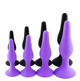 Anal Toys 4pcsset BuAnal Plug Trainer Kit Pleasurable Sex Toy Adult Silicone Sensuality Soft Safe Hypoallergenic7902843