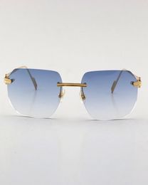 Selling Fashion Metal UV400 Protection Rimless 18K Gold Male and Female Sun Glasses Shield Retro Design Sunglasses5471059