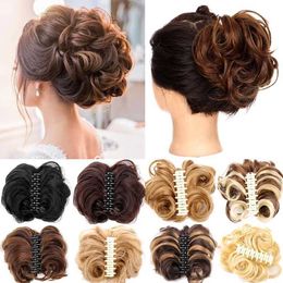 Synthetic Wigs Messy Claw Clip Curly Short Synthetic Hair Chignon Donut Roller Bun Wig In Hairpiece for Women 240329