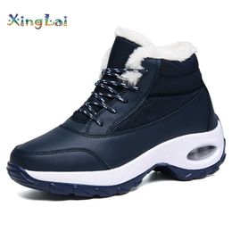 HBP Non-Brand Winter Comfortable Warm Boots for Women Non-slip Leather Ankle Snow Shoes Waterproof Cushioned Arch Support Casual Shoes