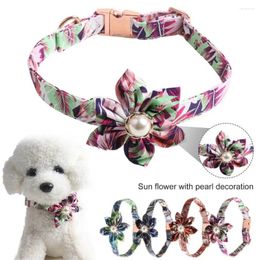 Dog Collars Puppy Collar Floral Pattern Dress-up Metal Buckle Pet Dogs Breakaway With Flower Accessory For Festival