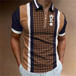 Summer Polo Shirt for Men Poker Plain Mens Golf Clothing Alphabet Street Casual Designer T Shirt Short Sleeve Tee Tops Oversize 240305