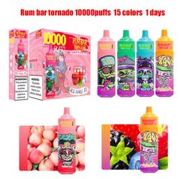 Rum Bar 10000 Puffs 650mah 20ml Vapes Disposable Puff Lectroniques Jetables Randm Tornado Vape Prefilled Authorised 15colors