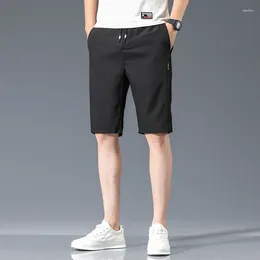 Men's Shorts Commute Slim Straight Casual Summer Korean Solid Colour All-match Clothing Youthful Vitality Drawstring Knee Pants