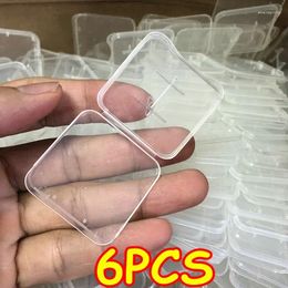 Jewelry Pouches 6PCS Mini Square Storage Box Transparent Plastic Flip Cover Small Case Jewels Dustproof Pack Boxes Wholesale