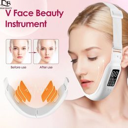 EMS Microcurrent V Lifting Machine Vibration Heating Massager Firming Skin Removal Double Chin Beauty Lift Belt 240228