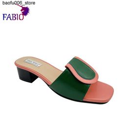 Slippers New summer fashion design multi-color patchwork party evening womens low-heeled slippers Q240318