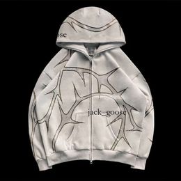 Men's Hoodies Sweatshirts Independent Station New Product Thorn Rhinestone Zip Hoodie Winter Y2k Hip Hop Punk High Street Ironed Diamond Hoodie 907