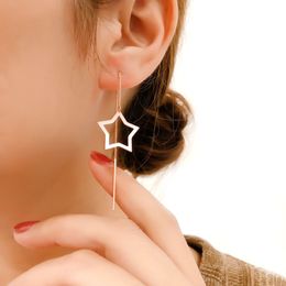 Drop Earrings For Women Simple Style Long Line Star 14K Rose Gold Christmas Gift Fashion Jewelry