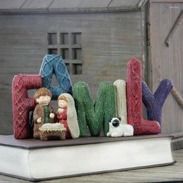 Decorative Figurines Christmas Decor Elegant Nativity Set Ornament Holy Family Love Delightful Beautiful Letter Resin Crafts Home Decoration