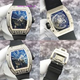 Iconic Watch RM Watch Celebrity Watch RM023 Skeleton Dial 18K White Gold Original Diamond Date Automatic Mechanical Mens Watch Large Dial