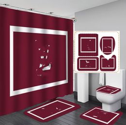 Cross-Border Bathroom Shower Curtain 3d Letter American Toilet Three-Piece Floor Mat Carpet Moisture-Proof
