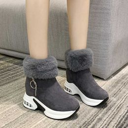 HBP Non-Brand Women Ankle Boot Warm Plush Sport Shoes wedge High Heels Ladies Boot Women Snow Boots Winter Casual Sneakers Height Increasing